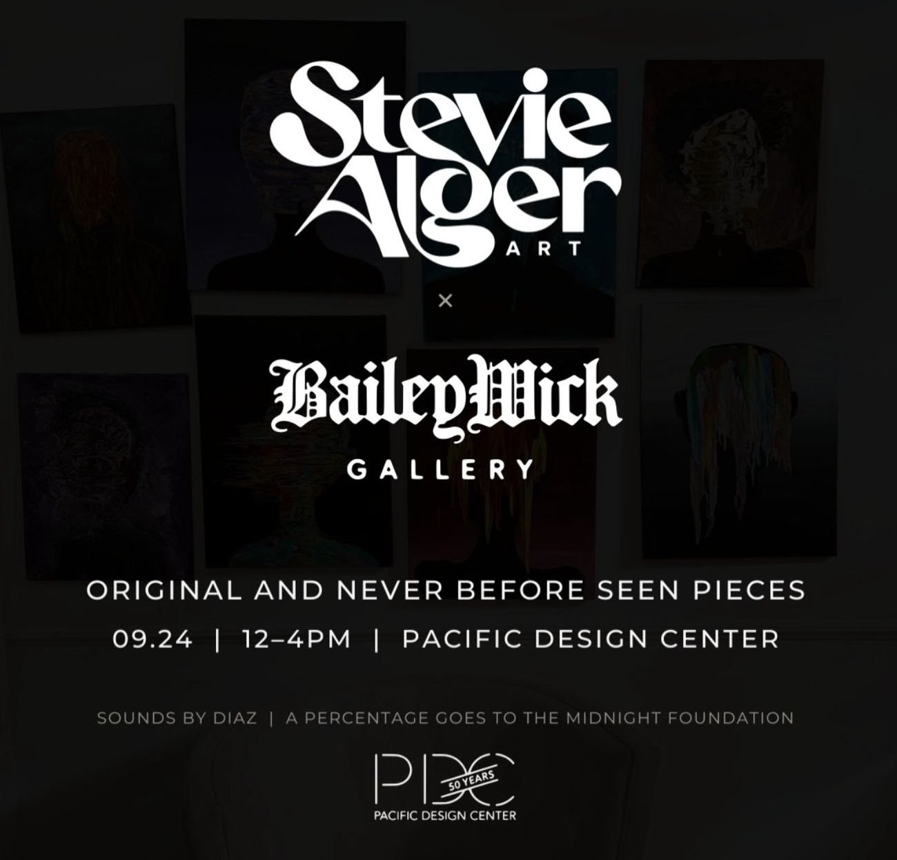 Stevie Alger Art with BaileyWick Gallery, opening event, Pacific Design Center